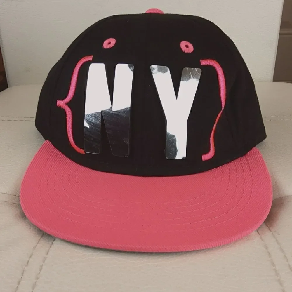 (3/$20) KBETHOS black and neon pink New York cap